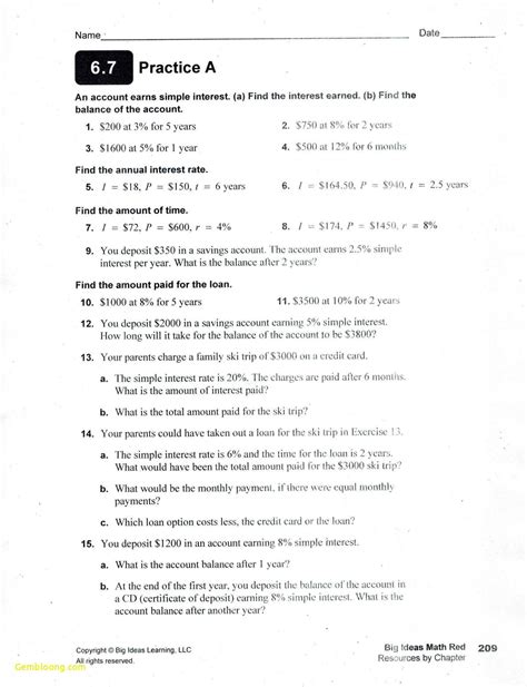 Simple And Compound Interest Practice Worksheet Answer Key — Db