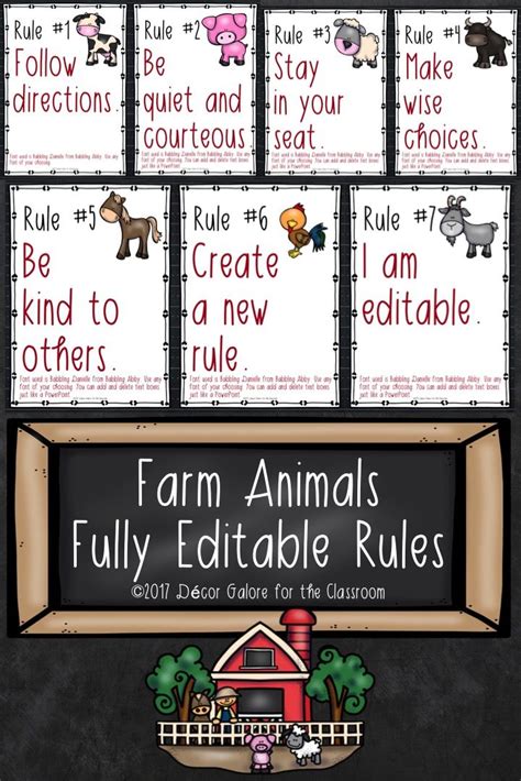Make As Many Rules As You Need With This Editable Farm Animals Rules