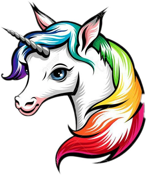 Download Transparent Unicorn Clipart Png Draw Rainbow Unicorn Head