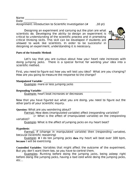 Introduction To Scientific Investigation Worksheet For 3rd 4th Grade