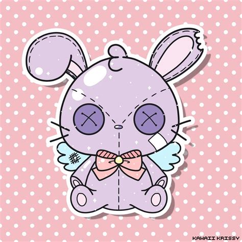 Kawaii Magical Bunny Plush Fairy Kei Pastel Vinyl Sticker At