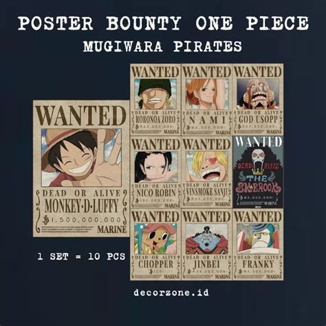 Jual Poster Bounty One Piece Wanted Set Mugiwara Crew Shopee Indonesia