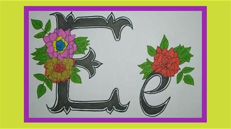 2d Alphabet Letters E In Unique Style Making Beautiful Rose Flowers