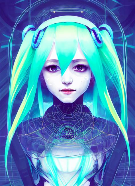 Krea Ai Symmetry Portrait Of Hatsune Miku Sci Fi Tec