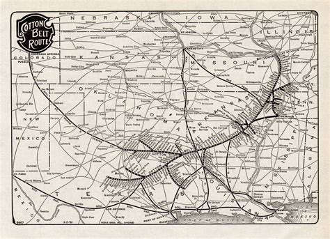 1914 Antique Cotton Belt Route Railway Map St Louis Etsy Map Wall