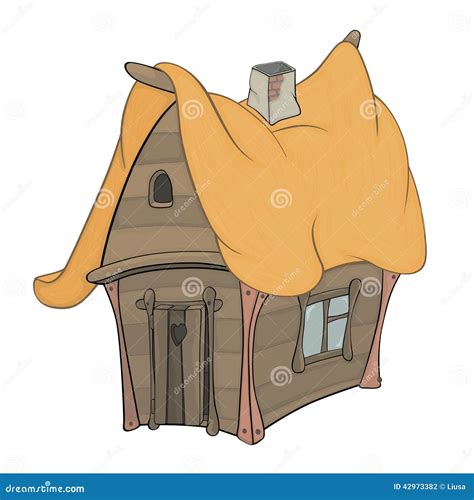 Funny Little House Cartoon Stock Vector Image 42973382