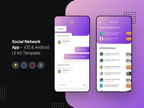 Social Network App Ios And Android Ui Kit Template Search By Muzli