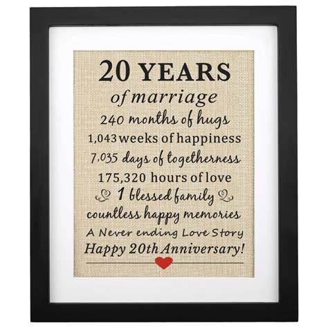 Buy Corfara Framed 20 Years Of Marriage Burlap Print Gifts For 20th