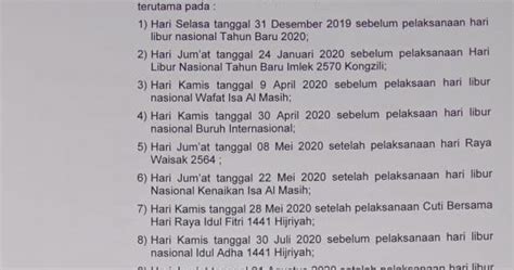 SURAT EDARAN HARI LIBUR NASIONAL DAN CUTI BERSAMA TAHUN ...