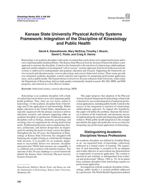 Pdf Kansas State University Physical Activity Systems Framework