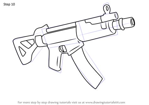 How To Draw Submachine Gun From Fortnite Fortnite Step By Step