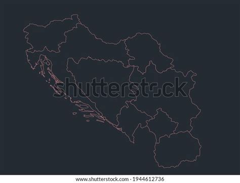 Infographics Yugoslavia Map Outline Flat Design Stock Illustration