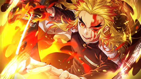 Kyojuro Rengoku Anime Asesino De Demonios Fuego Kimetsu No Yaiba The