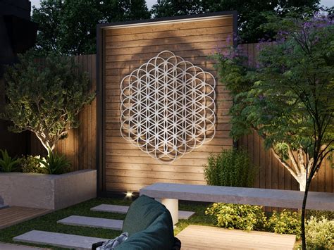 Flower Of Life Outdoor Metal Wall Art Sculpture Sacred Geometry Wall