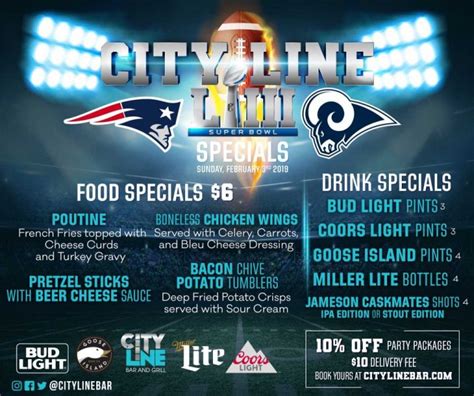 Super Bowl Specials City Line Bar And Grill Shopportunist