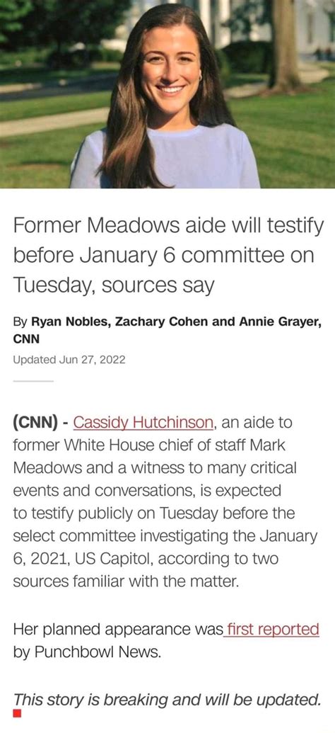 former meadows aide will testify before january 6 committee on tuesday sources say by ryan