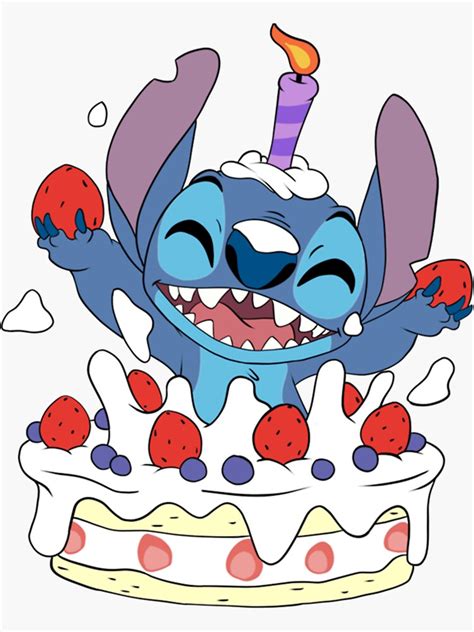 Happy Birthday Stitch Classic E Sticker For Sale By Lanoue Redbubble