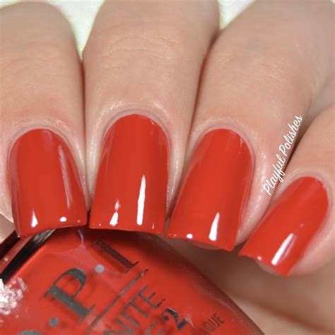 Opi Infinite Shine Big Apple Red Swatch By Playful Polishes Nailpolis