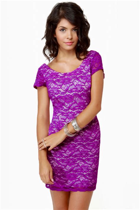 sexy purple dress lace dress body con dress 44 00 lulus