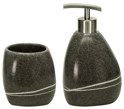 Greystone with fire vinyl decal. Stone - Polyresin Modern Bathroom Accessories Set of 2 ...