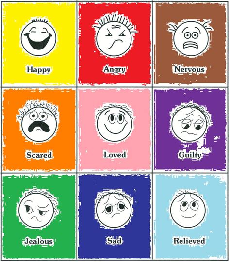 Feeling And Emotions To Colour Clip Art Library