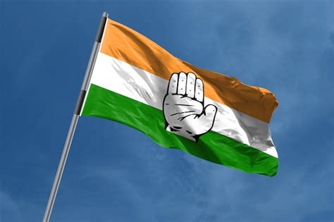 Indian National Congress Flag Symbol Waving India Premium Photo