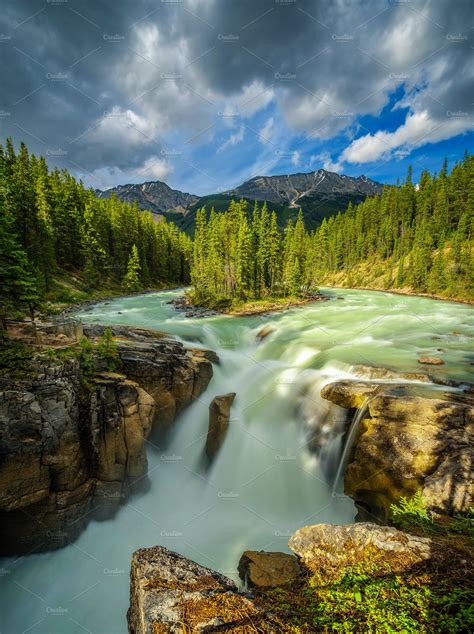 Sunwapta Falls In Jasper National Park Canada High Quality Nature