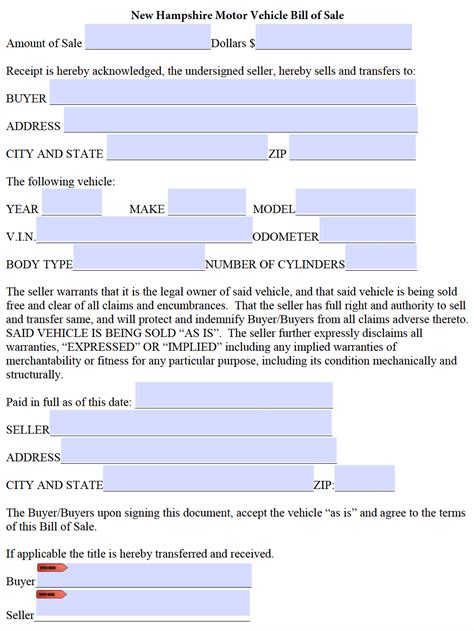 What is a motor vehicle report? Free New Hampshire Motor Vehicle (DMV) Bill of Sale Form | PDF