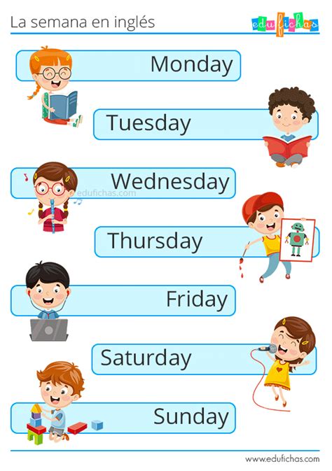 Días de la Semana en Inglés | La semana en ingles, Ingles ...