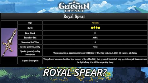 Is Royal Spear Good For Xiao Genshin Impact Youtube