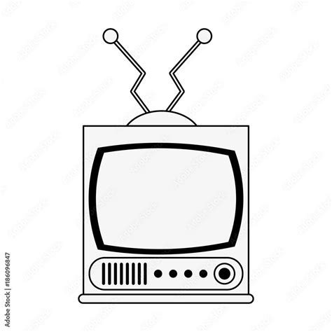 Old Television Technology Icon Vector Illustration Graphic Design Stock