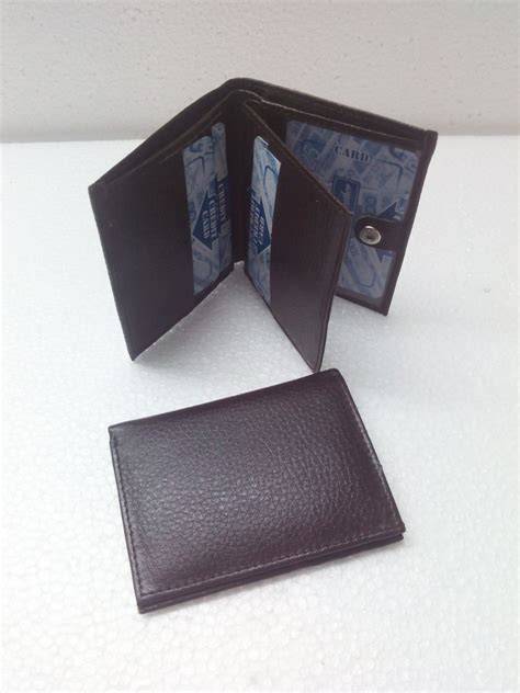 Black Brown Leatherette Credit Card Holder For Personal Size 3 X 4