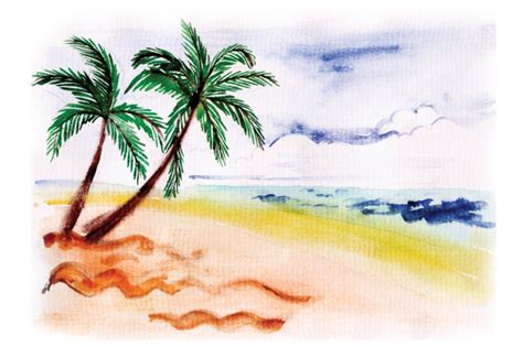 Download Beach Scene In Watercolor Svg File Free Svg Cut Files Design