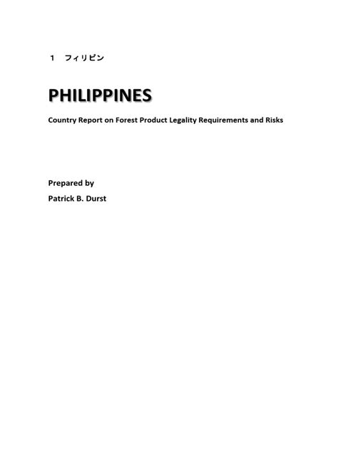 E 1 Philippines Country Report Pdf Forests Wood