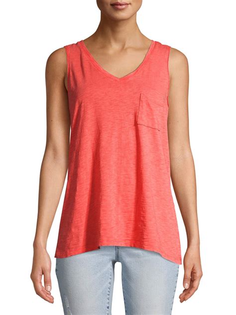 Time And Tru Time And Tru Women S Mineral Wash Pocket Tank Top