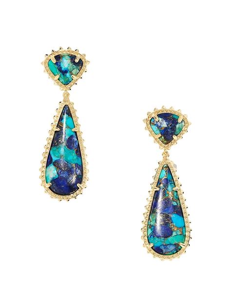 Kendra Scott Payton K Gold Plated Magnesite Drop Earrings In Blue
