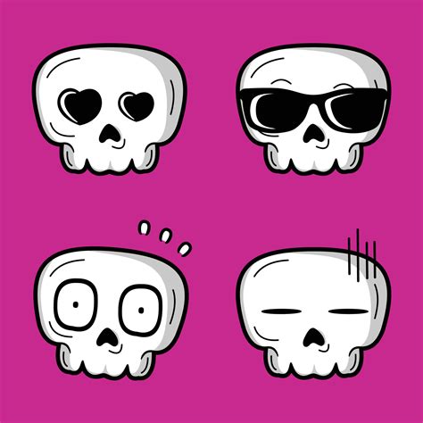 Vector Illustration Of Cute Kawaii Skull Emoji 11137372 Vector Art At