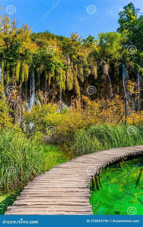 Yhe Footbridge Over Picturesque Lake Stock Photo Image Of Europe