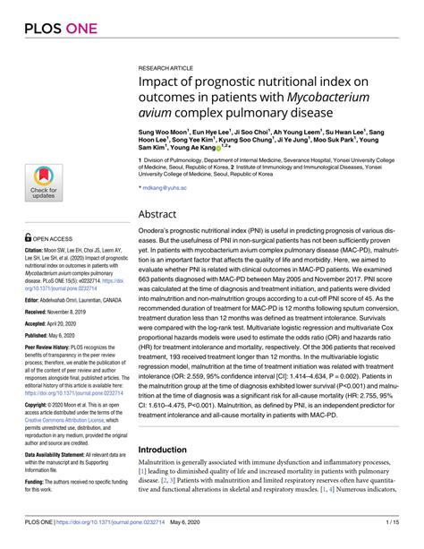 Pdf Impact Of Prognostic Nutritional Index On Outcomes In Patients