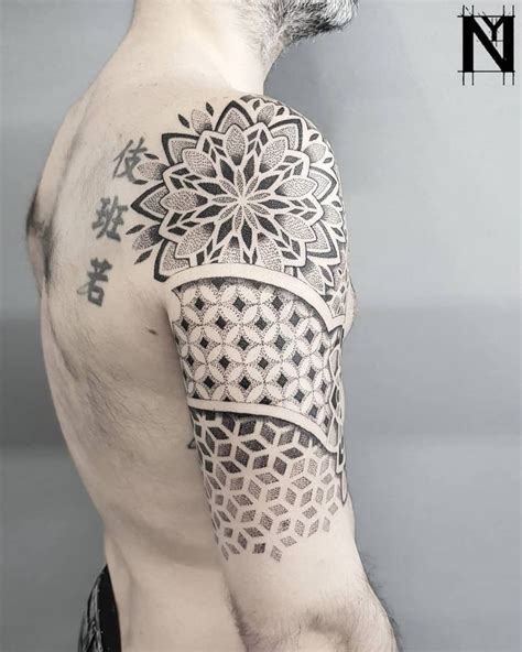 Geometric Dot Work Tattoo Mandala Dot Work Tattoo Geometric Tattoo