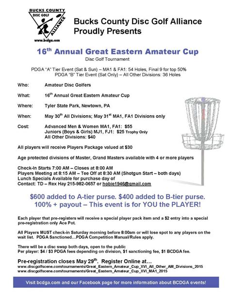 Great Eastern Amateur Cup Xvi Ma1 2015 Bucks County Disc Golf