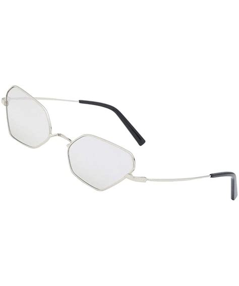 Sunglasses Small Rectangle Sunglasses Metal Frame Cat Eye Sun Glasses Goggles Silver C818qt2io72