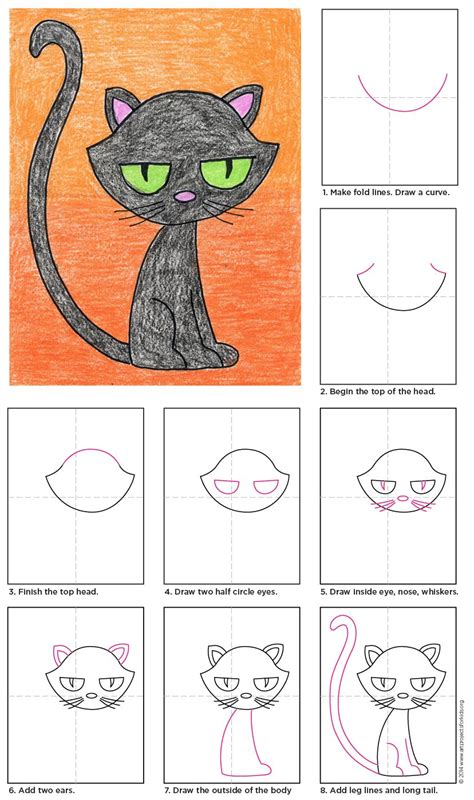 How To Draw A Halloween Black Cat Step By Step Anythincel Goour1942