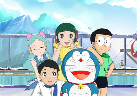 Doraemon And Friend In A Ski Trip Doraemon Wallpapers Cartoon