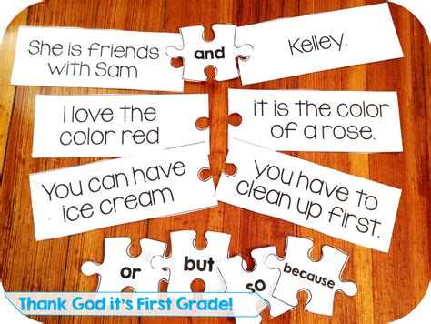 Coordinative conjunction is used to connect parts of a sentence that are grammatically equal, showing that a fun activity to do at home First Grade Common Core Language Activities and Printables ...