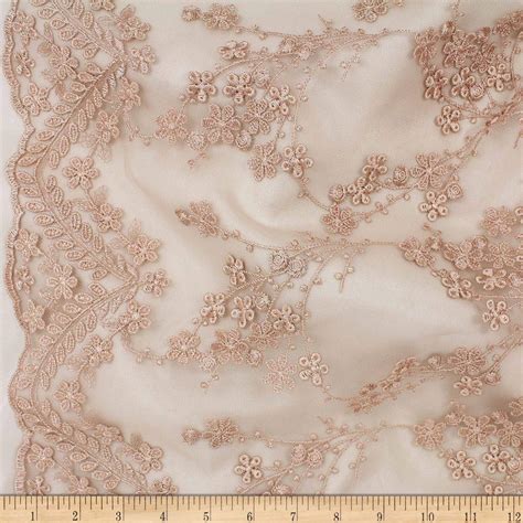Telio Rosanna Mesh Embroidery Lace Fabric Oyster Fabric By The Yard