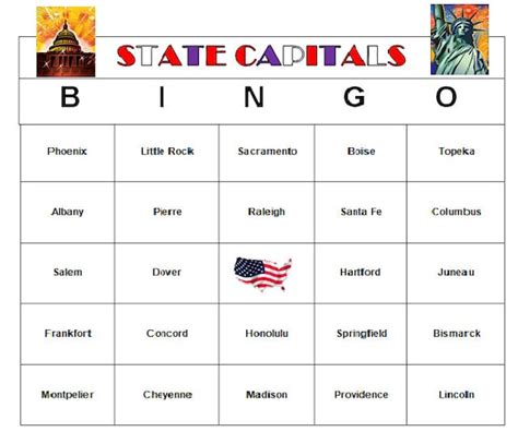 Us State Capitals Bingo Game 3060 Cards Classroom Teaching Game