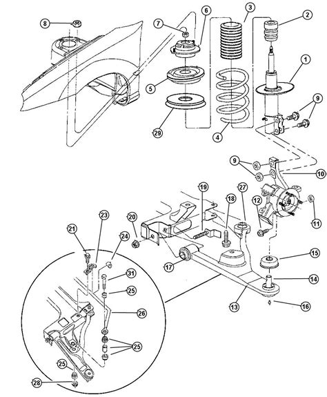Diagram of oem suspension, rear. Dodge Neon Bolt. Hex head. M14. Suspension, front, mopar ...
