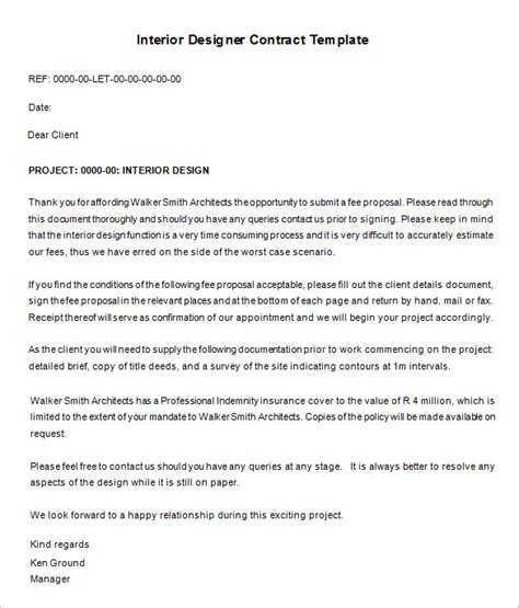 7+ Interior Designer Contract Templates in PDF | MS Word ...