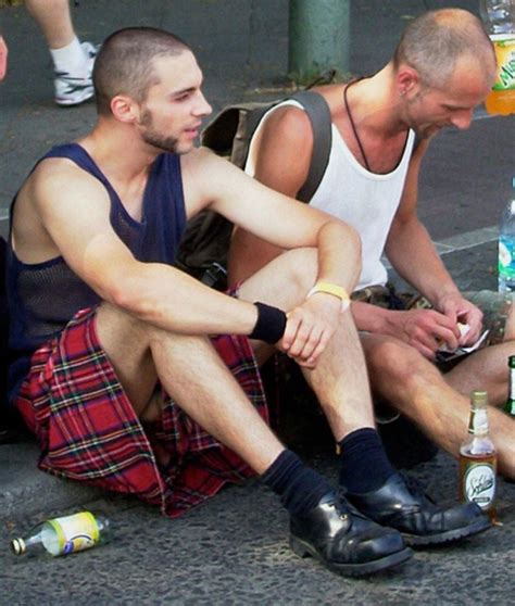 One Step At A Time Men Freeballing In Kilts